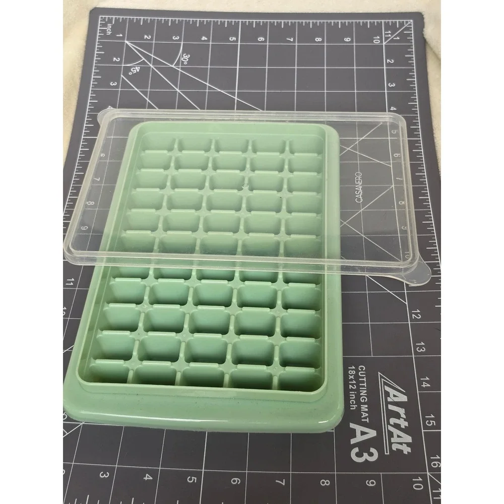 Casanero Silicone Ice Cube Tray with Lid Sage Green 36 Cube Small Square Mold